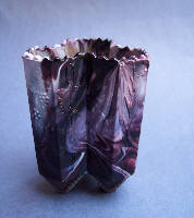 1880s Triple Posey Purple Slag Glass Vase
